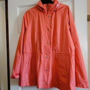 Dennis Basso Coral Water Resistant Anorak Jacket with Detachable Hood Size L